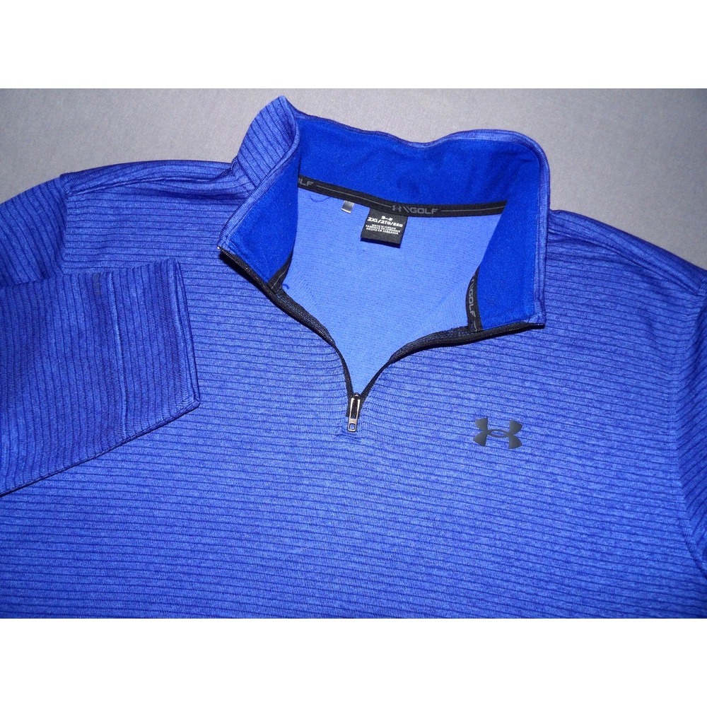 Under Armour GOLF STORM Blue Striped 1/4 Zip Athletic Jacket Men's XXL